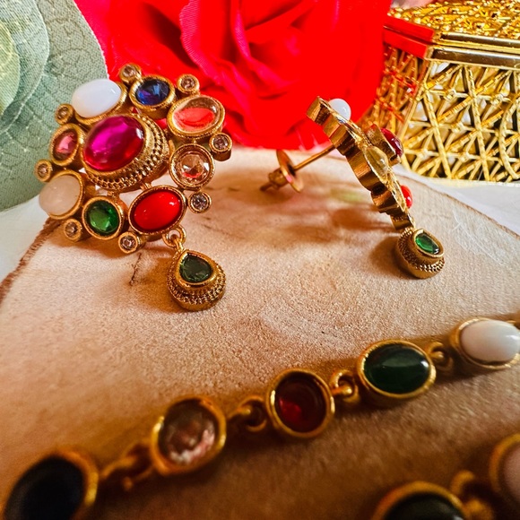 Fashion Gemstone Necklace Desi Style - Picture 6 of 7